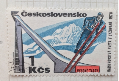 Почтовая марка Чехословакия (Ceskoslovensko ) Ski Jumper Taking Off | Год выпуска 1970 | Код каталога Михеля (Michel) CS 1918