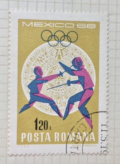 Почтовая марка Румыния (Posta Romana) Fencing | Год выпуска 1968 | Код каталога Михеля (Michel) RO 2702