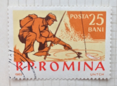 Почтовая марка Румыния (Posta Romana) Fishing with line & landing net | Год выпуска 1962 | Код каталога Михеля (Michel) RO 2079