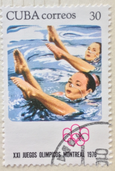 Почтовая марка Куба (Cuba correos) Synchronized Swimming | Год выпуска 1976 | Код каталога Михеля (Michel) CU 2141