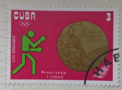 Почтовая марка Куба (Cuba correos) Boxing gold medal in, Bantam weight | Год выпуска 1973 | Код каталога Михеля (Michel) CU 1841