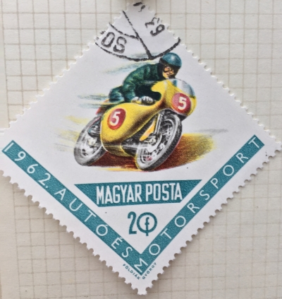 Почтовая марка Венгрия (Magyar Posta) Racing motorcyclist | Год выпуска 1964 | Код каталога Михеля (Michel) HU 1889A