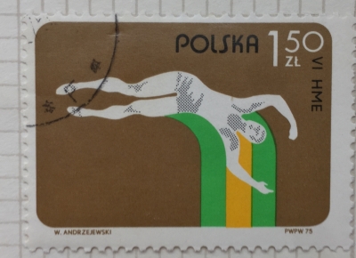 Почтовая марка Польша (Polska) Pole vault | Год выпуска 1975 | Код каталога Михеля (Michel) PL 2364