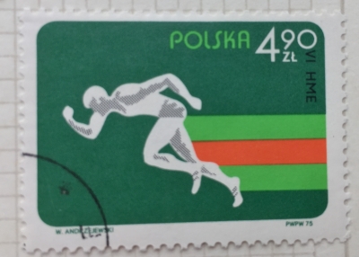 Почтовая марка Польша (Polska) Sprinting | Год выпуска 1975 | Код каталога Михеля (Michel) PL 2366