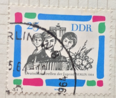 Почтовая марка ГДР (DDR) Youth Meeting | Год выпуска 1964 | Код каталога Михеля (Michel) DD 1024