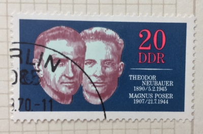 Почтовая марка ГДР (DDR) Teodor Neubauer and Magnus Poser | Год выпуска 1970 | Код каталога Михеля (Michel) DD 1603