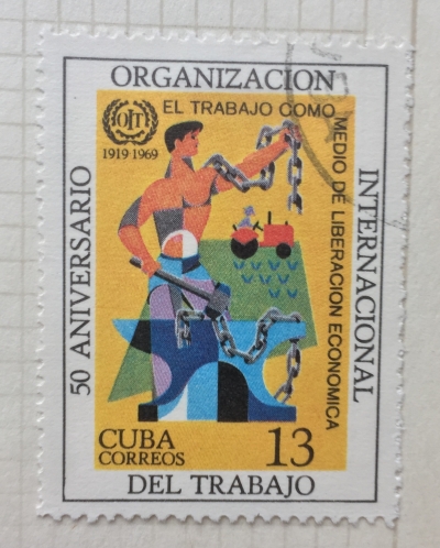Почтовая марка Куба (Cuba correos) 50Th Ann. of the International Labour Organization | Год выпуска 1969 | Код каталога Михеля (Michel) CU 1472