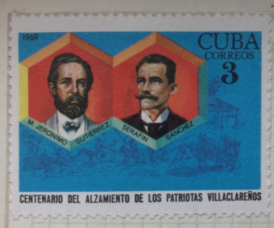 Почтовая марка Куба (Cuba correos) Gutierrez and Sanchez, Patriots | Год выпуска 1969 | Код каталога Михеля (Michel) CU 1456