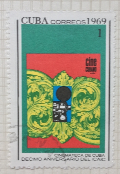 Почтовая марка Куба (Cuba correos) Cuba Cinemateca | Год выпуска 1969 | Код каталога Михеля (Michel) CU 1490