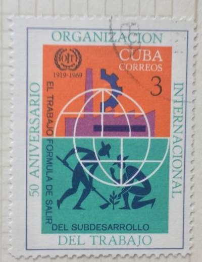 Почтовая марка Куба (Cuba correos) 50 years International Labour Organization (ILO) | Год выпуска 1969 | Код каталога Михеля (Michel) CU 1471