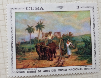 Почтовая марка Куба (Cuba correos) Federico Americo : La carreta | Год выпуска 1971 | Код каталога Михеля (Michel) CU 1715