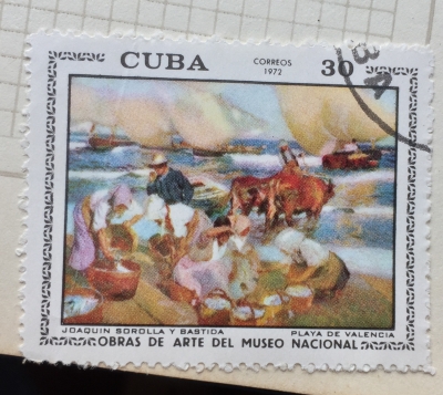 Почтовая марка Куба (Cuba correos) Joaquin Sorolla y Bastida "Playa de Valencia" | Год выпуска 1972 | Код каталога Михеля (Michel) CU 1749