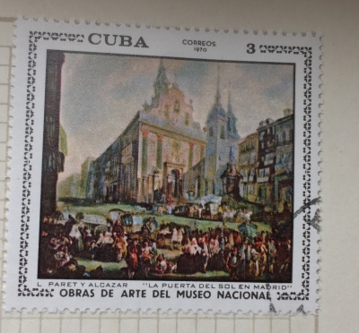 Почтовая марка Куба (Cuba correos) Puerta del Sol, Madrid, Paret y Alcázar L | Год выпуска 1970 | Код каталога Михеля (Michel) CU 1621