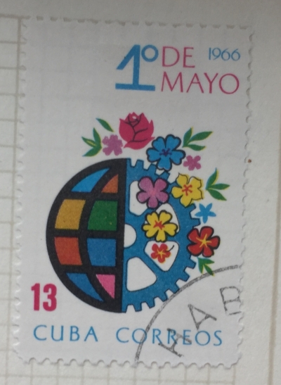 Почтовая марка Куба (Cuba correos) Hemisphere, Gearwheel | Год выпуска 1966 | Код каталога Михеля (Michel) CU 1170