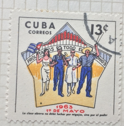Почтовая марка Куба (Cuba correos) Labour Day | Год выпуска 1963 | Код каталога Михеля (Michel) CU 846