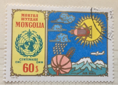 Почтовая марка Монголия - Монгол шуудан (Mongolia) Weather Satellite and ground station | Год выпуска 1973 | Код каталога Михеля (Michel) MN 773