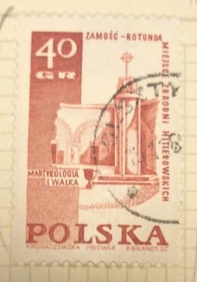 Почтовая марка Польша (Polska) Nazi War Crimes Memorial, Zamosc. | Год выпуска 1968 | Код каталога Михеля (Michel) PL 1885