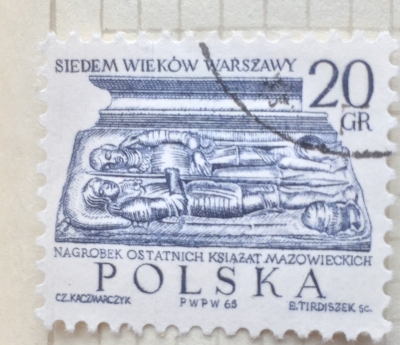 Почтовая марка Польша (Polska) Tombstone of last Duke of Mazovia | Год выпуска 1965 | Код каталога Михеля (Michel) PL 1599