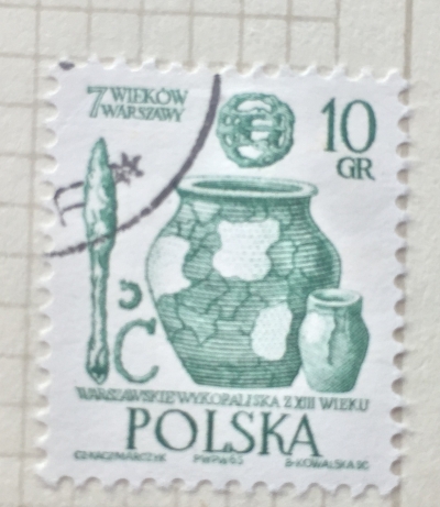 Почтовая марка Польша (Polska) Artifacts, 13th century | Год выпуска 1965 | Код каталога Михеля (Michel) PL 1598