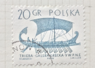 Почтовая марка Польша (Polska) Greek trireme | Год выпуска 1965 | Код каталога Михеля (Michel) PL 1564