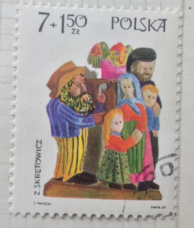 Почтовая марка Польша (Polska) Organ grinder | Год выпуска 1969 | Код каталога Михеля (Michel) PL 1978