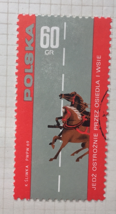Почтовая марка Польша (Polska) Drive carefully | Год выпуска 1969 | Код каталога Михеля (Michel) PL 1960