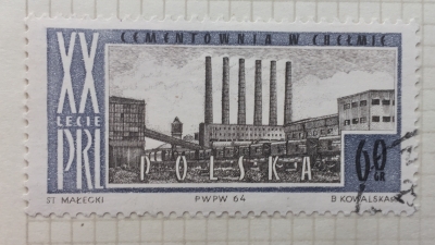 Почтовая марка Польша (Polska) Cement factory,Chelm | Год выпуска 1964 | Код каталога Михеля (Michel) PL 1509