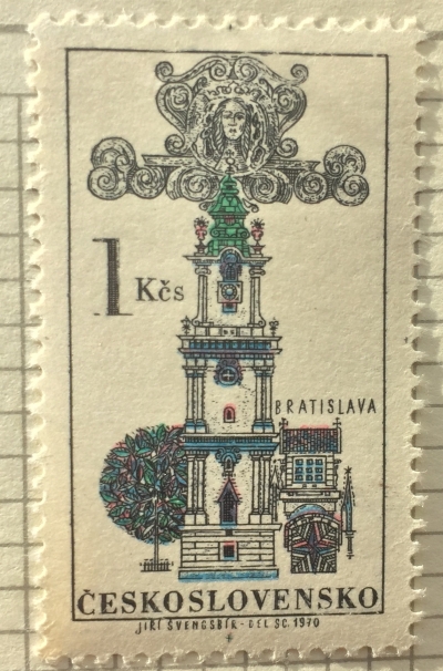 Почтовая марка Чехословакия (Ceskoslovensko ) Townhall tower in Bratislava | Год выпуска 1970 | Код каталога Михеля (Michel) CS 1954