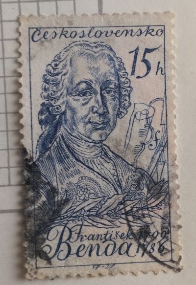 Почтовая марка Чехословакия (Ceskoslovensko ) F. Benda (1709-1786), composer | Год выпуска 1959 | Код каталога Михеля (Michel) CS 1140