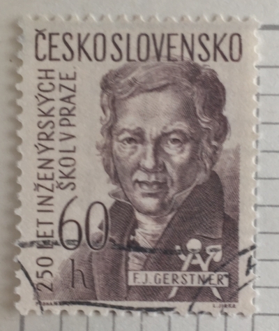 Почтовая марка Чехословакия (Ceskoslovensko) F. J. Gerstner (1756-1832) | Год выпуска 1957 | Код каталога Михеля (Michel) CS 1025