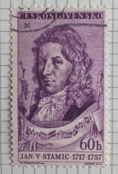 Почтовая марка Чехословакия (Ceskoslovensko) Jan V. Stamic (1717-1757) | Год выпуска 1957 | Код каталога Михеля (Michel) CS 1018