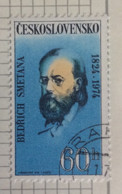 Почтовая марка Чехословакия (Ceskoslovensko) Bedřich Smetana (1824-1884), composer | Год выпуска 1974 | Код каталога Михеля (Michel) CS 2180