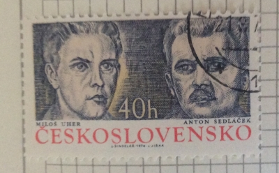 Почтовая марка Чехословакия (Ceskoslovensko) Miloš Uher and Anton Sedláček | Год выпуска 1974 | Код каталога Михеля (Michel) CS 2190