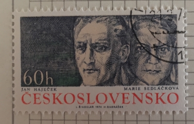 Почтовая марка Чехословакия (Ceskoslovensko) Jan Háječek and Marie Sedláčková | Год выпуска 1974 | Код каталога Михеля (Michel) CS 2191