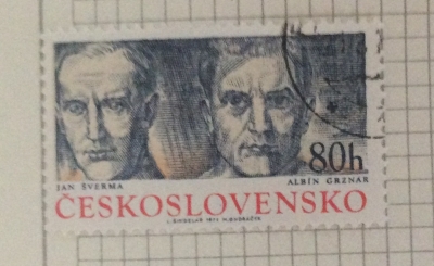 Почтовая марка Чехословакия (Ceskoslovensko) Jan Šverma and Albín Grznár | Год выпуска 1974 | Код каталога Михеля (Michel) CS 2192