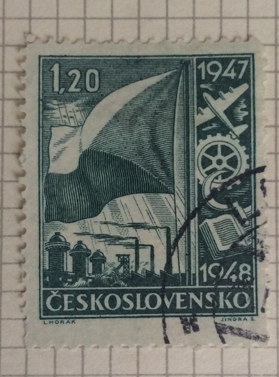 Почтовая марка Чехословакия (Ceskoslovensko) Symbolism of the national economy | Год выпуска 1947 | Код каталога Михеля (Michel) CS 512