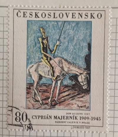 Почтовая марка Чехословакия (Ceskoslovensko) Don Quixote, by Cyprian Majerník (1937) | Год выпуска 1967 | Код каталога Михеля (Michel) CS 1749