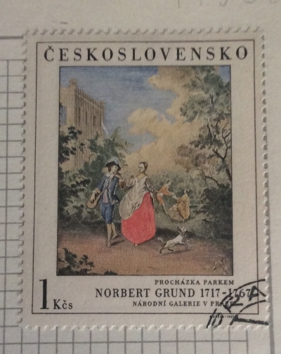 Почтовая марка Чехословакия (Ceskoslovensko) Promenade in the Park, by Norbert Grund (1717-1767) | Год выпуска 1967 | Код каталога Михеля (Michel) CS 1750
