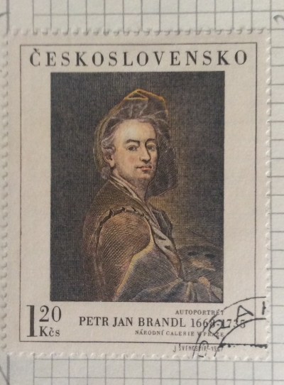 Почтовая марка Чехословакия (Ceskoslovensko) Self-portrait, by Peter J. Brandl (1668-1735) | Год выпуска 1967 | Код каталога Михеля (Michel) CS 1751