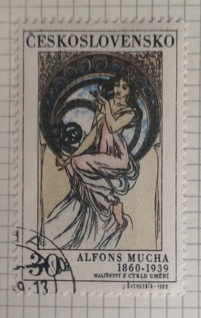 Почтовая марка Чехословакия (Ceskoslovensko) Alfons Mucha: Painting | Год выпуска 1967 | Код каталога Михеля (Michel) CS 1884