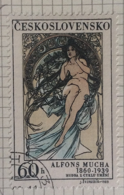 Почтовая марка Чехословакия (Ceskoslovensko) Alfons Mucha: Music | Год выпуска 1967 | Код каталога Михеля (Michel) CS 1885