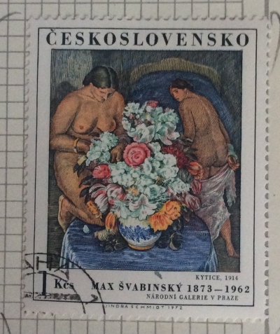 Почтовая марка Чехословакия (Ceskoslovensko) Nosegay, by Max Švabinský (1914) | Год выпуска 1972 | Код каталога Михеля (Michel) CS 2105