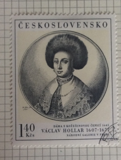 Почтовая марка Чехословакия (Ceskoslovensko) Lady with Fur Hat, by Vaclav Hollar (1645) | Год выпуска 1972 | Код каталога Михеля (Michel) CS 2107