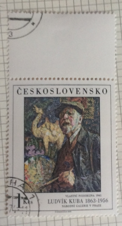 Почтовая марка Чехословакия (Ceskoslovensko) Ludvik Kuba, Self-portrait (1941) | Год выпуска 1974 | Код каталога Михеля (Michel) CS 2232