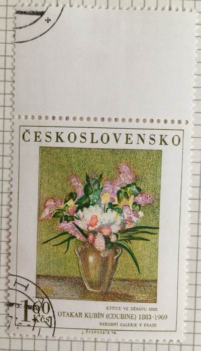 Почтовая марка Чехословакия (Ceskoslovensko) Vase with Flowers, by Otakar Kubín (1928) | Год выпуска 1974 | Код каталога Михеля (Michel) CS 2234