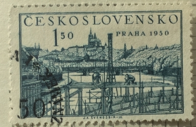 Почтовая марка Чехословакия (Ceskoslovensko ) Prague, Šverma bridge | Год выпуска 1950 | Код каталога Михеля (Michel) CS 638A