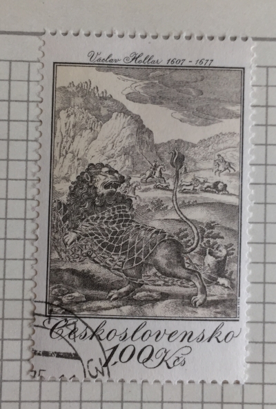 Почтовая марка Чехословакия (Ceskoslovensko) The Lion and the Mouse, by Vaclav Hollar (1665) | Год выпуска 1975 | Код каталога Михеля (Michel) CS 2241