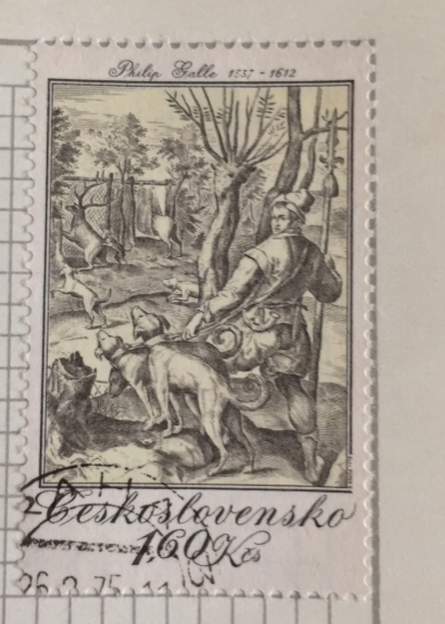 Почтовая марка Чехословакия (Ceskoslovensko) Deer Hunt, by Philip Galle (1578) | Год выпуска 1975 | Код каталога Михеля (Michel) CS 2242