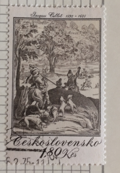 Почтовая марка Чехословакия (Ceskoslovensko) Grand Hunt, by Jacques Callot, detail (1619) | Год выпуска 1975 | Код каталога Михеля (Michel) CS 2243