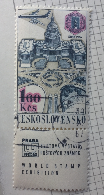 Почтовая марка Чехословакия (Ceskoslovensko ) SPIPEX '66, Washington D.C. | Год выпуска 1967 | Код каталога Михеля (Michel) CS 1742